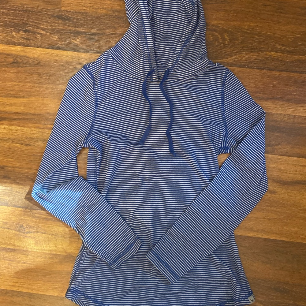 Eddie Bauer hoodie, blue and white stripes